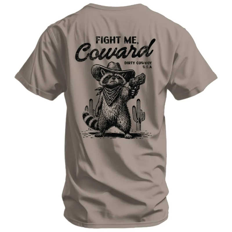 Fight Me Coward Raccoon Men's T-Shirt made by Combat Iron Apparel