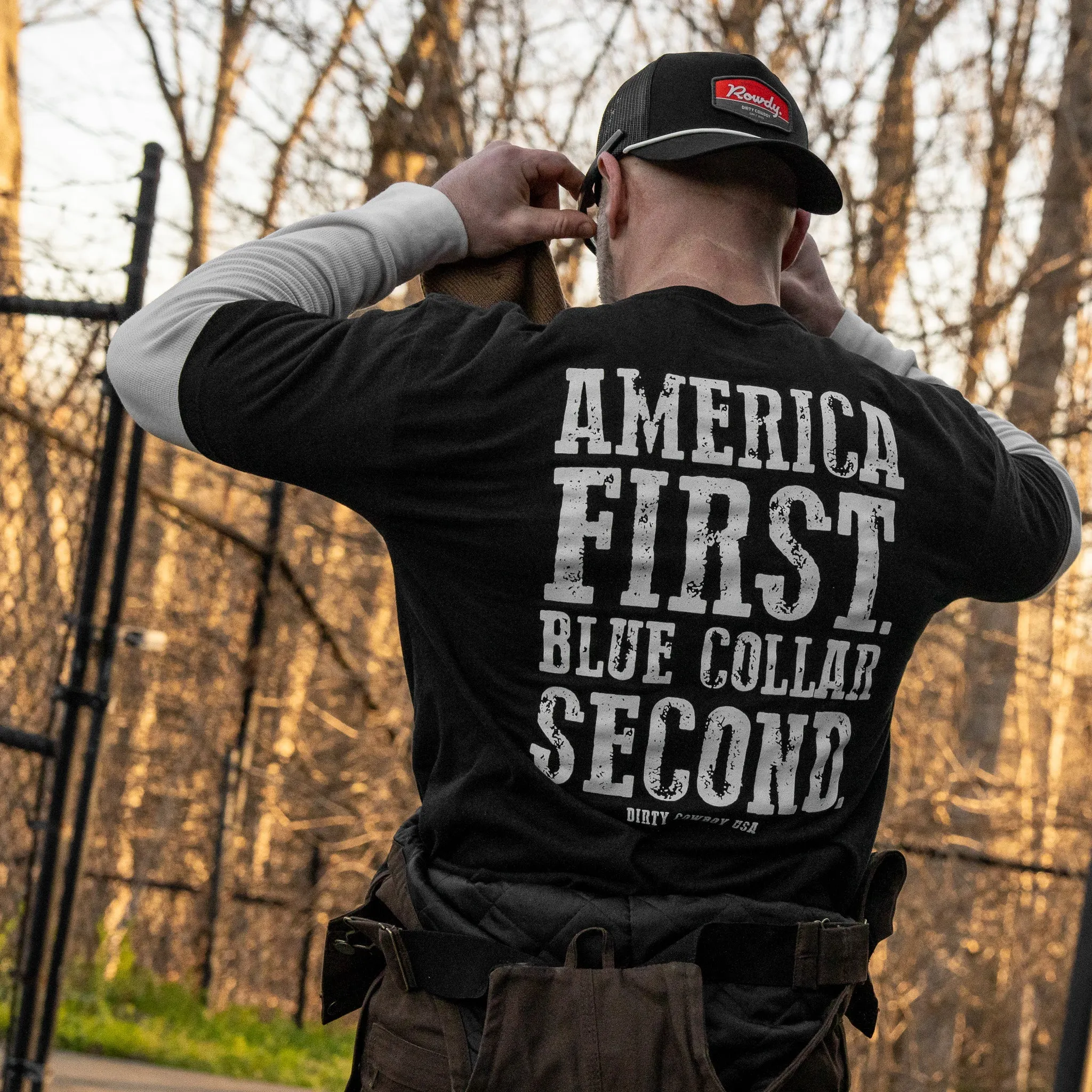 America First Blue Collar Second Men's T-Shirt sold by Combat Iron Apparel product image thumbnail 4