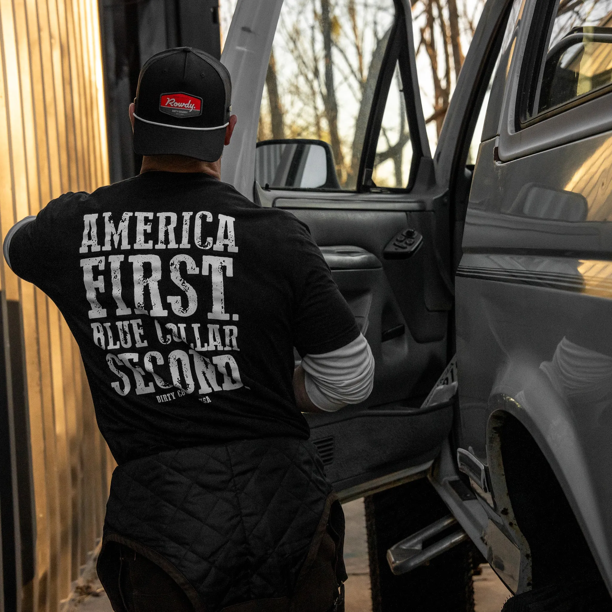 America First Blue Collar Second Men's T-Shirt sold by Combat Iron Apparel product image thumbnail 3