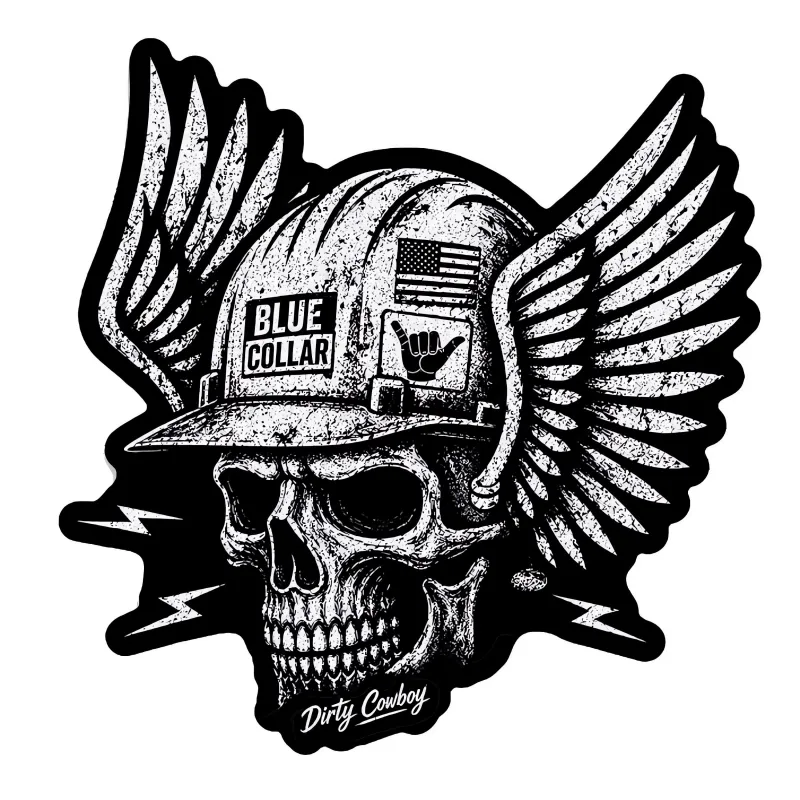 Blue Collar Skull Decal made by Combat Iron Apparel