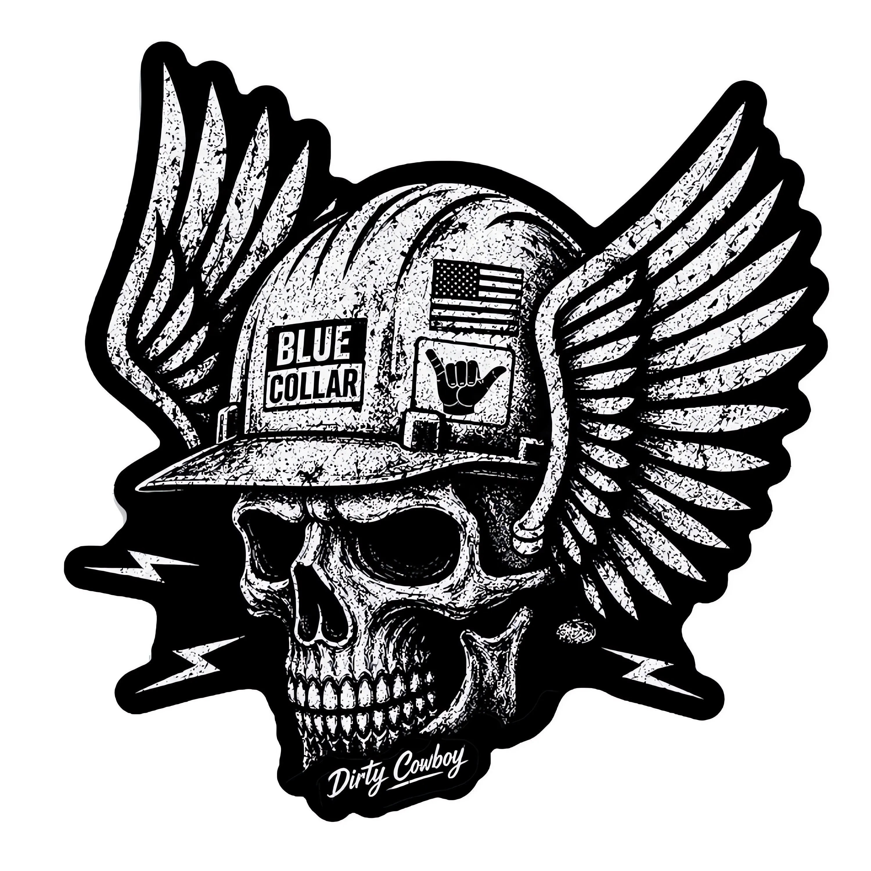 Blue Collar Skull Decal sold by Combat Iron Apparel