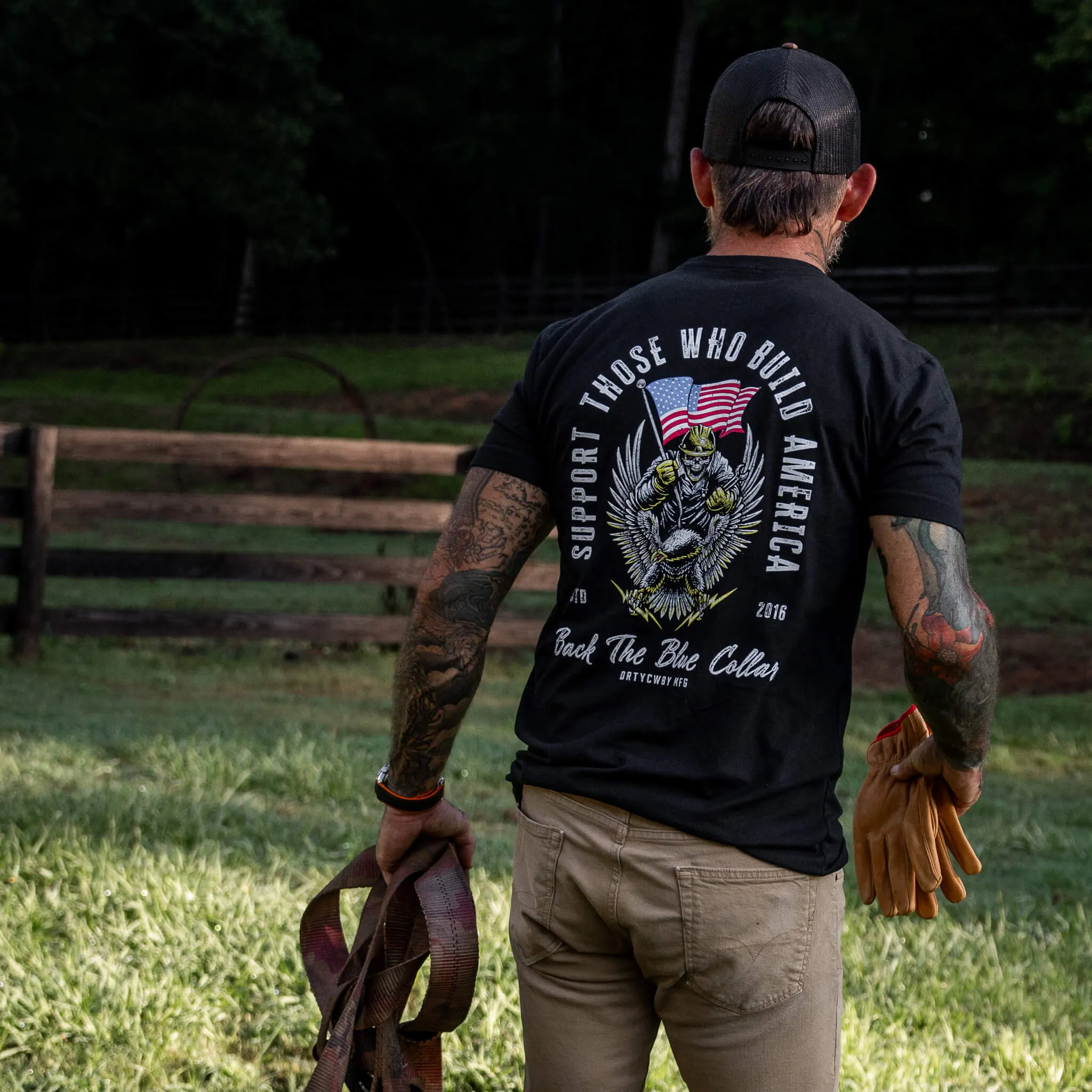 Back The Blue Collar Men's T-Shirt sold by Combat Iron Apparel product image thumbnail 5