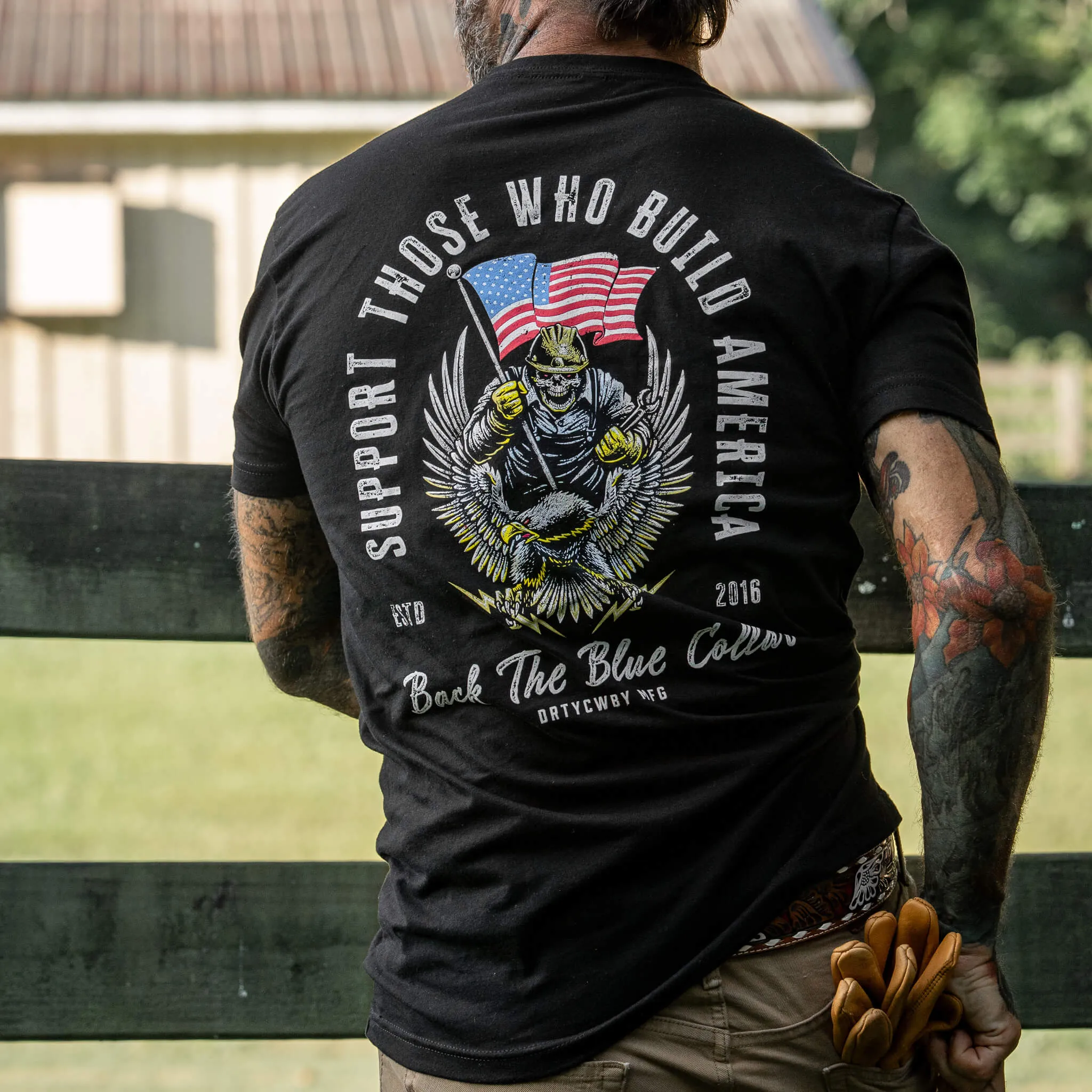 Back The Blue Collar Men's T-Shirt sold by Combat Iron Apparel product image thumbnail 3