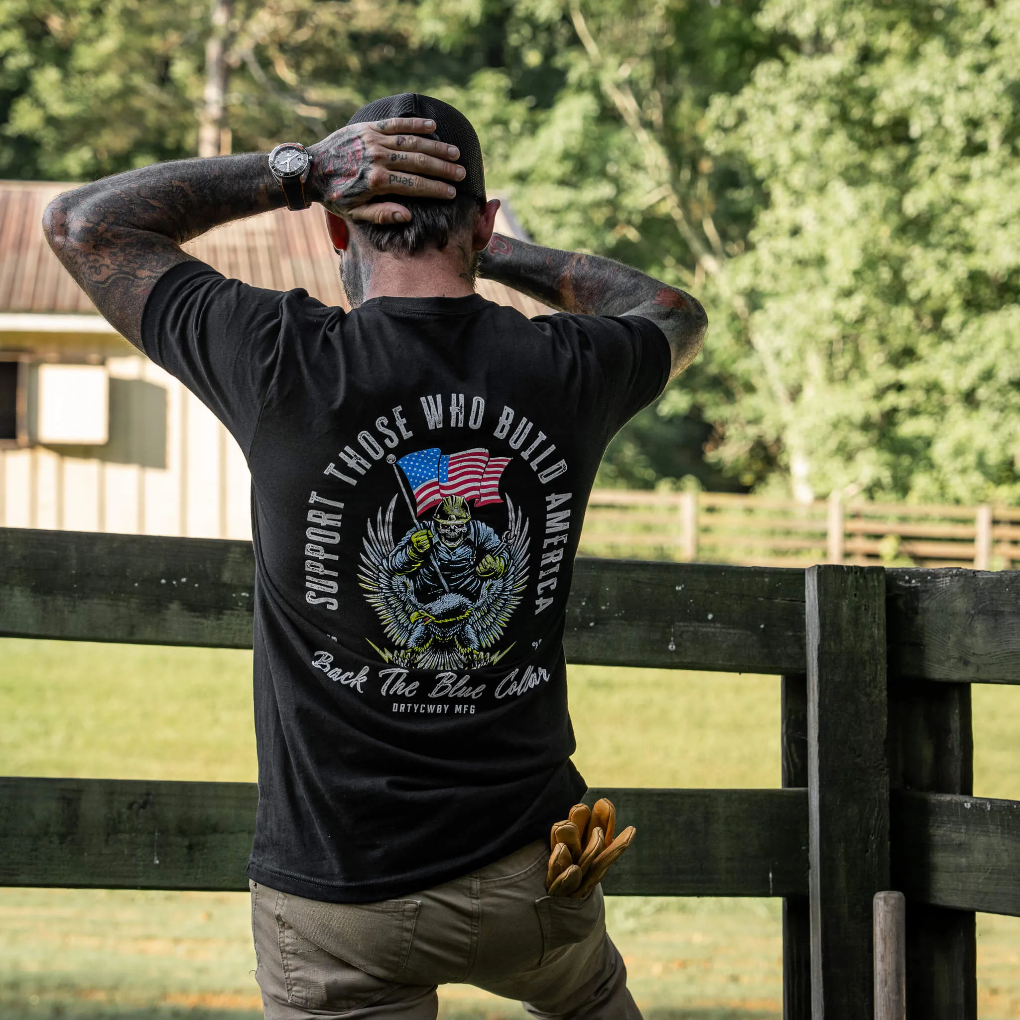 Back The Blue Collar Men's T-Shirt sold by Combat Iron Apparel product image thumbnail 4