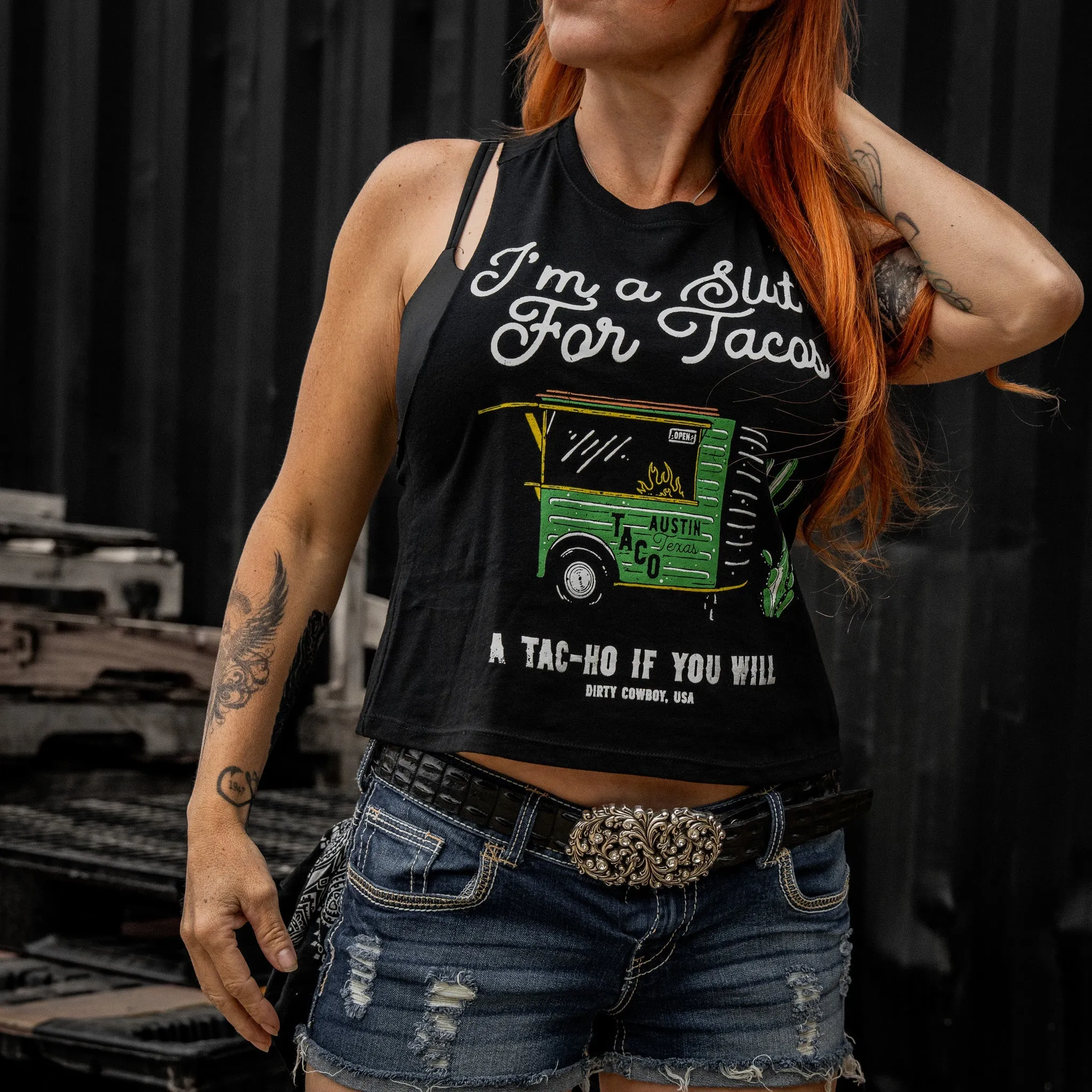 Slut For Taco's Women's Crop Tank Top sold by Combat Iron Apparel product image thumbnail 3
