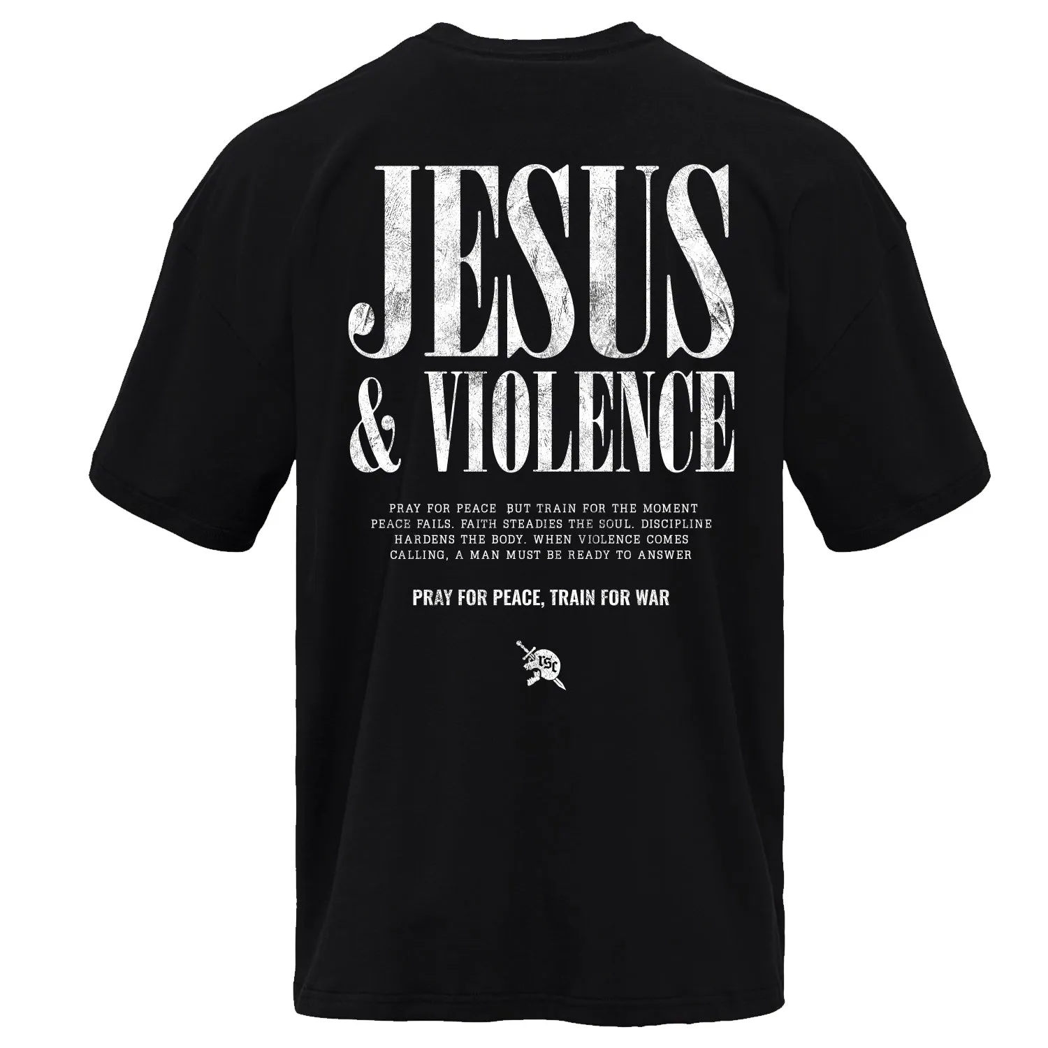 Jesus & Violence | Men's Heavyweight Graphic T-Shirt sold by Combat Iron Apparel