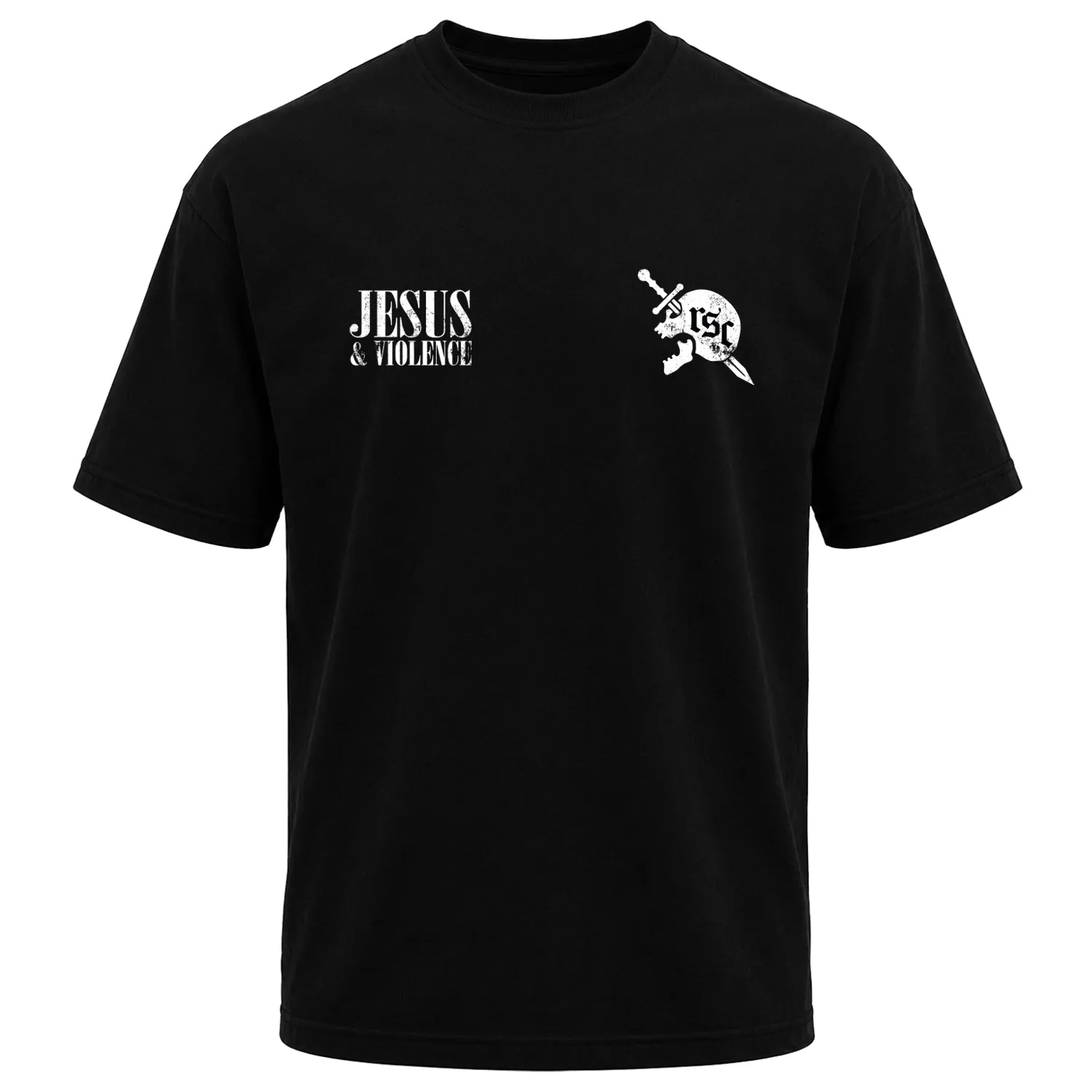 Jesus & Violence | Men's Heavyweight Graphic T-Shirt sold by Combat Iron Apparel product image thumbnail 2