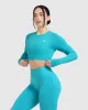 Go To Seamless Fitted Crop Long Sleeve Top | Aqua Blue sold by Oner Active