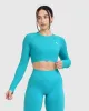 Go To Seamless Fitted Crop Long Sleeve Top | Aqua Blue sold by Oner Active