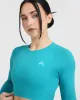 Go To Seamless Fitted Crop Long Sleeve Top | Aqua Blue sold by Oner Active