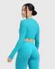 Go To Seamless Fitted Crop Long Sleeve Top | Aqua Blue sold by Oner Active