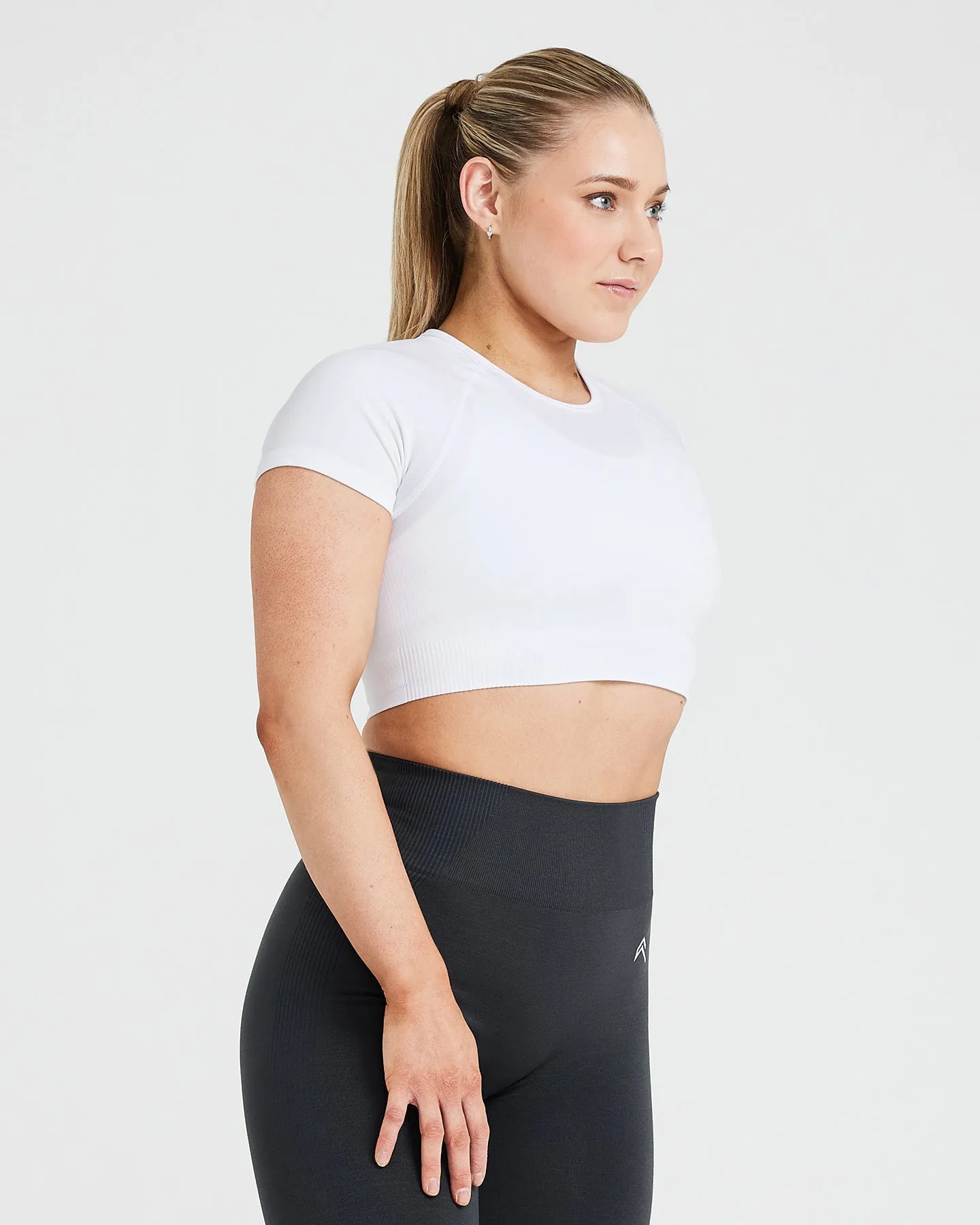 Classic Seamless 2.0 Short Sleeve Crop Top | White sold by Oner Active product image thumbnail 3