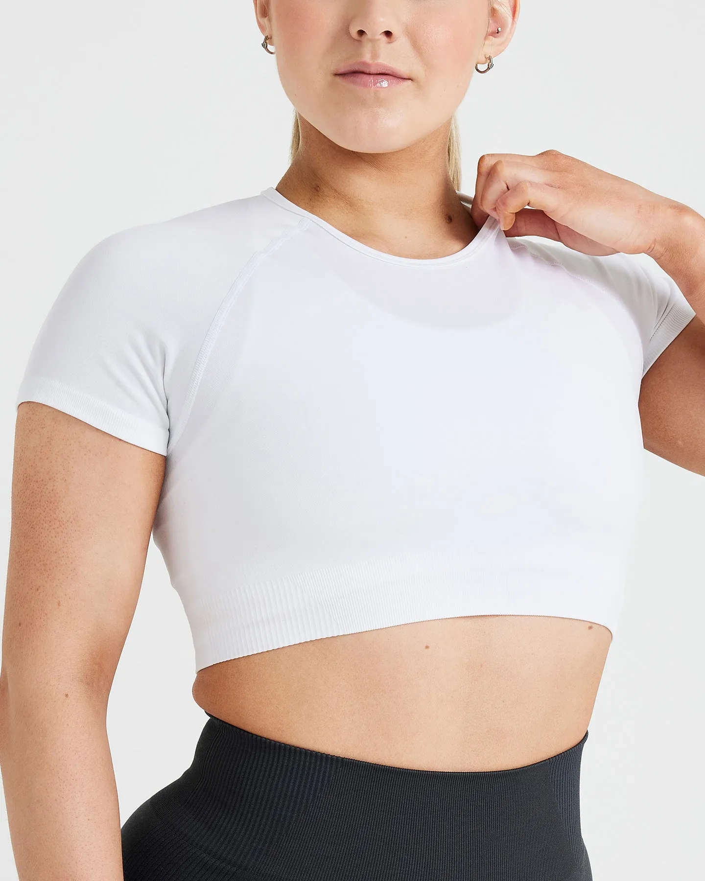 Classic Seamless 2.0 Short Sleeve Crop Top | White sold by Oner Active product image thumbnail 4
