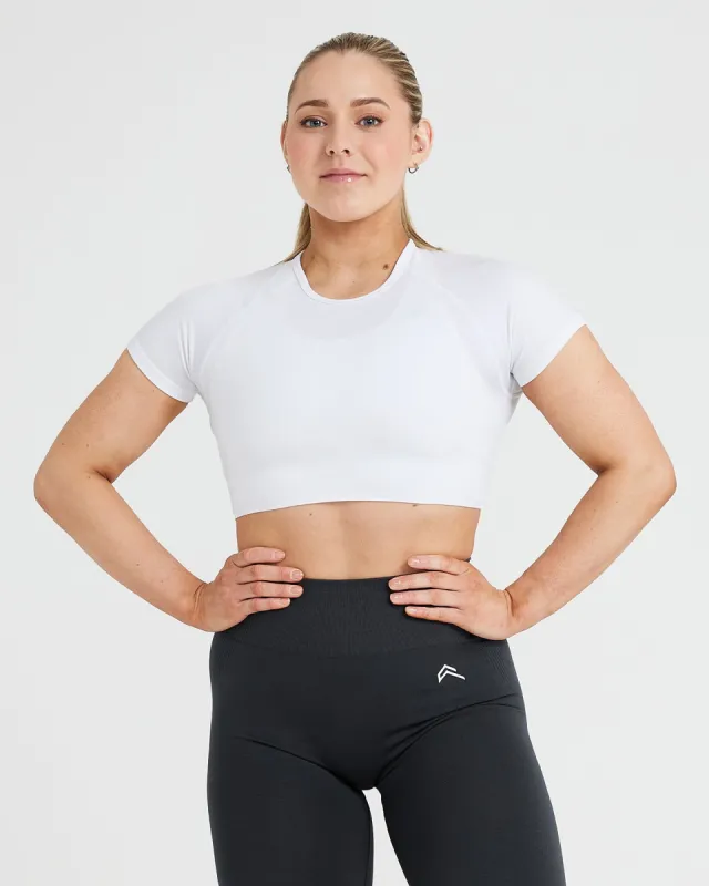 Classic Seamless 2.0 Short Sleeve Crop Top | White sold by Oner Active