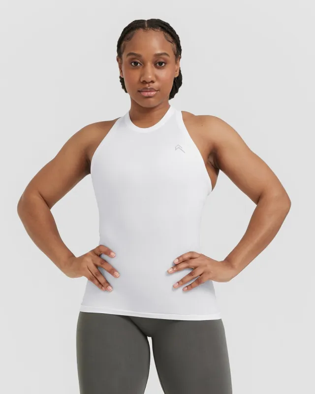 Go To Seamless Fitted High Neck Vest | White sold by Oner Active