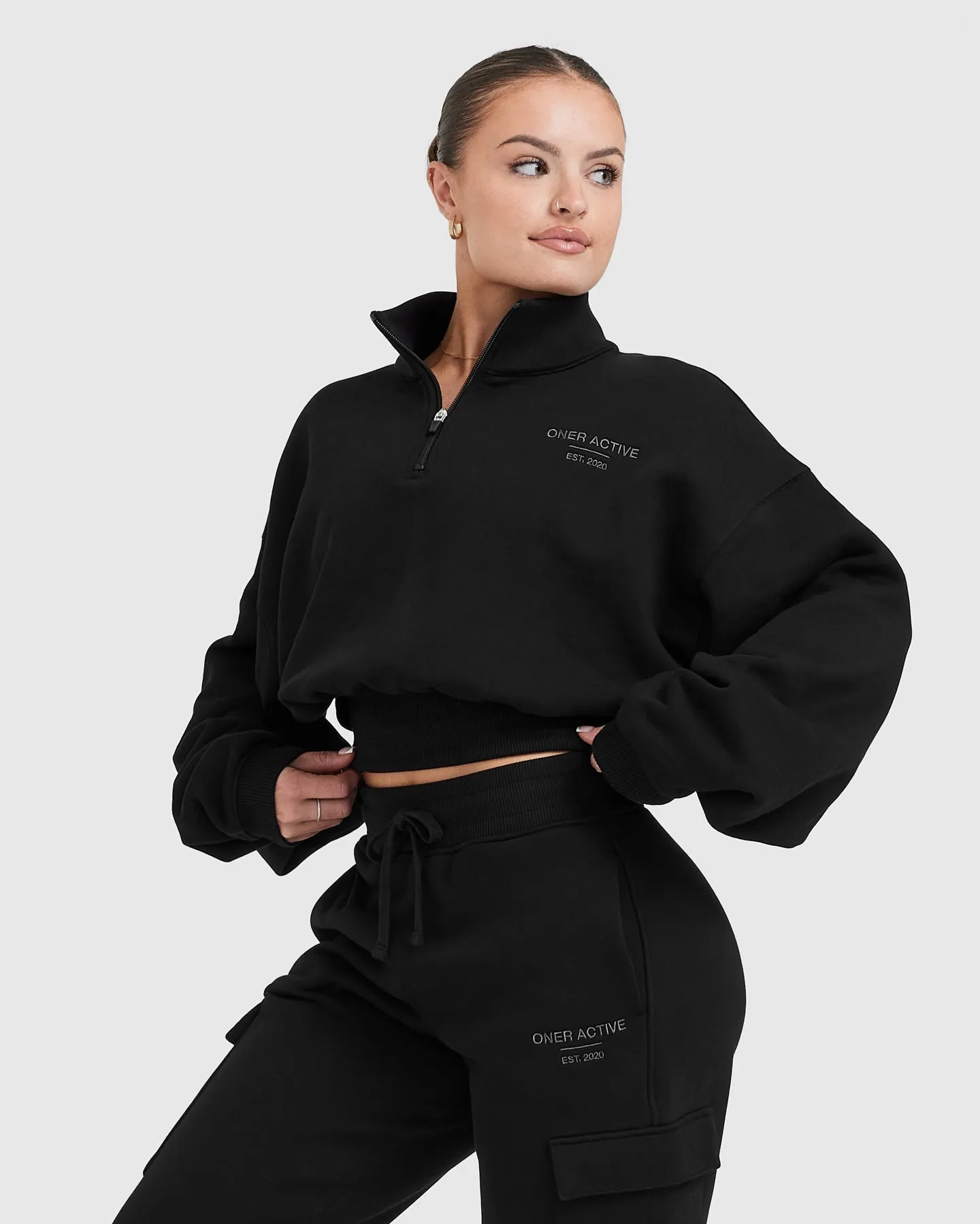 All Day Est 2020 Crop 1/4 Zip Sweatshirt | Black sold by Oner Active product image thumbnail 3