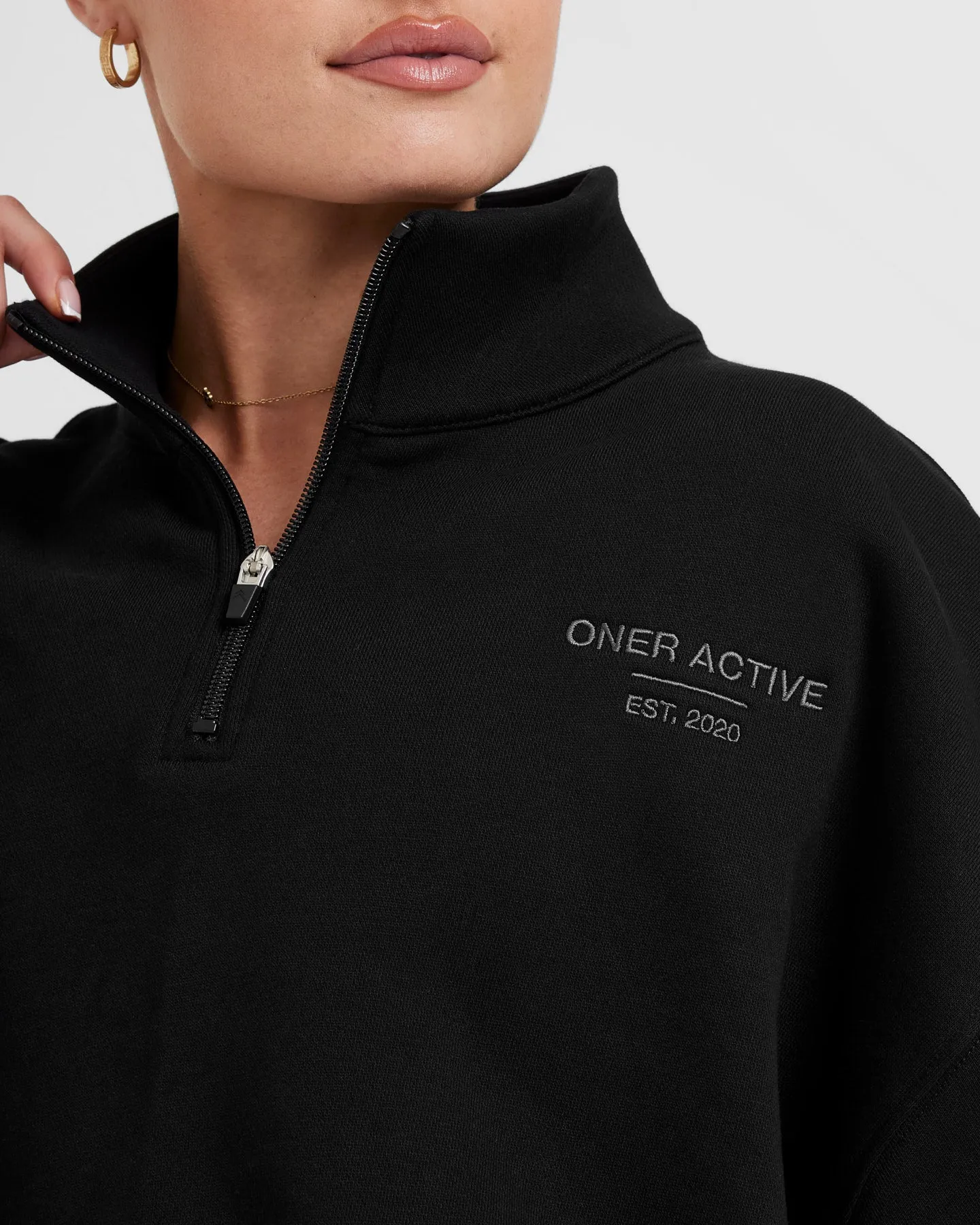 All Day Est 2020 Crop 1/4 Zip Sweatshirt | Black sold by Oner Active product image thumbnail 4