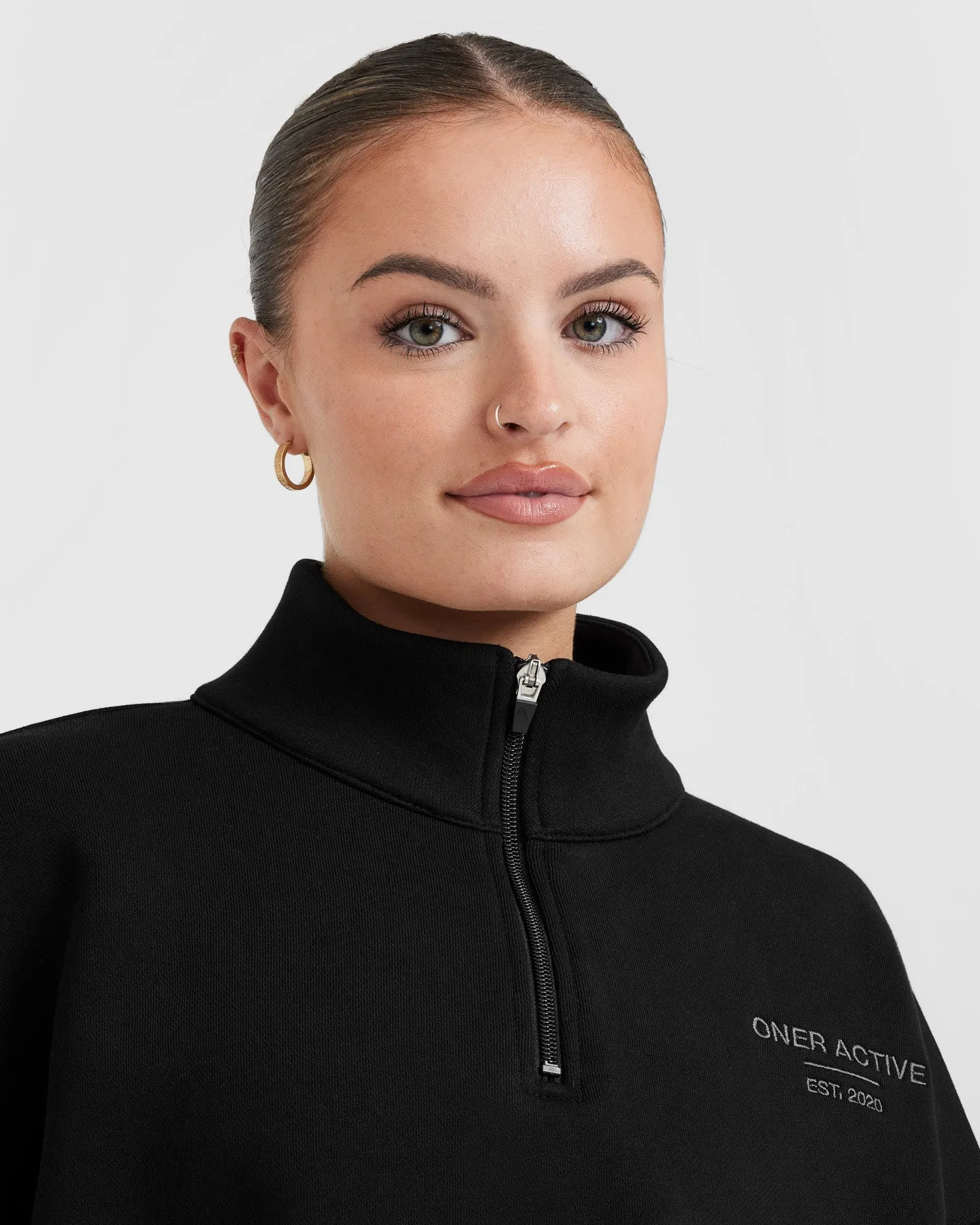 All Day Est 2020 Crop 1/4 Zip Sweatshirt | Black sold by Oner Active product image thumbnail 5