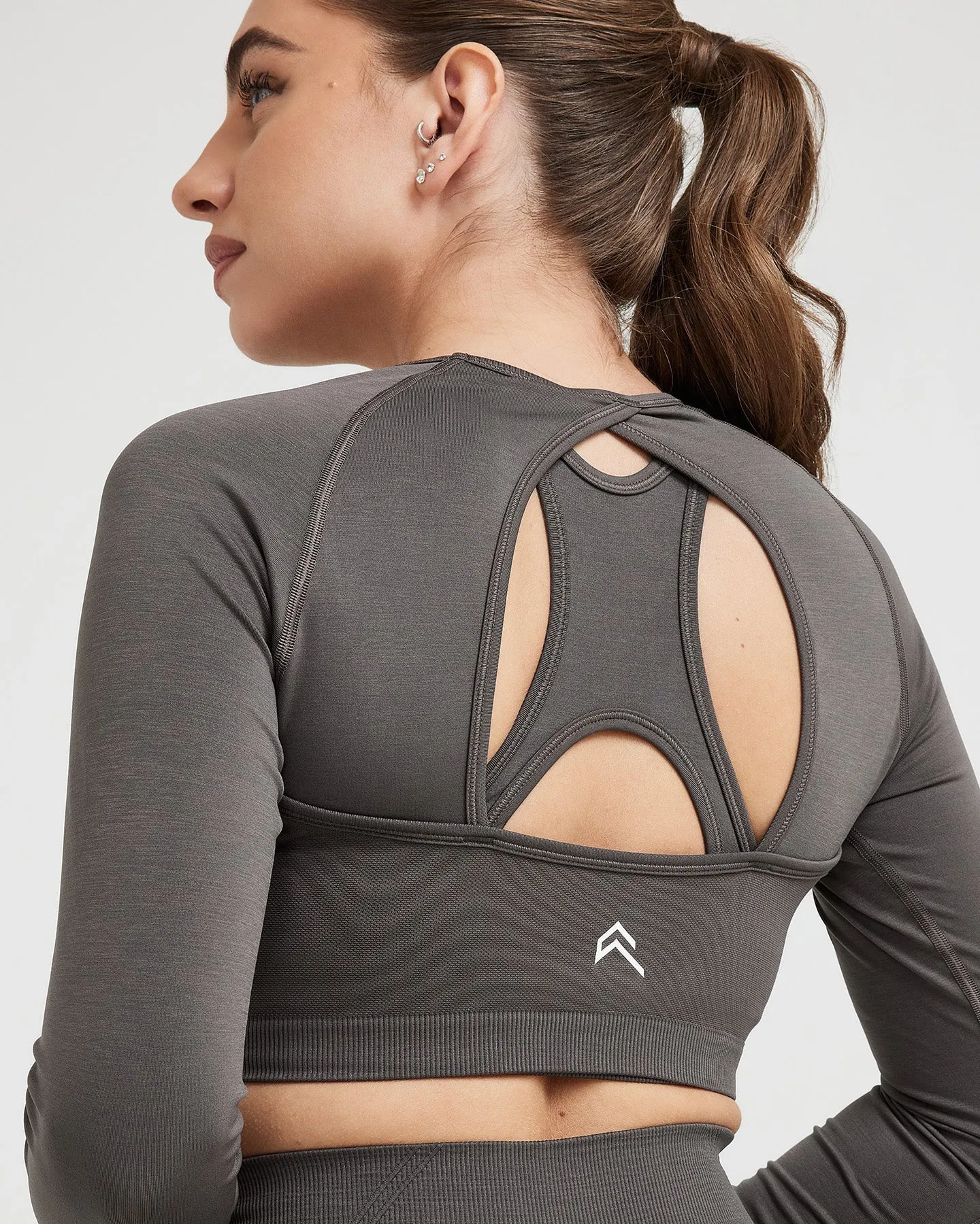 Effortless Seamless Long Sleeve Crop Top | Deep Taupe sold by Oner Active product image thumbnail 5