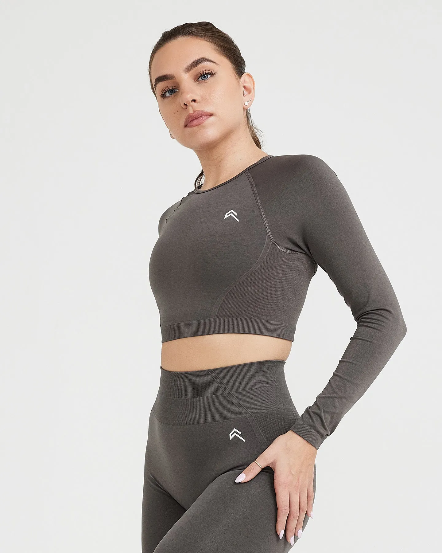 Effortless Seamless Long Sleeve Crop Top | Deep Taupe sold by Oner Active product image thumbnail 2