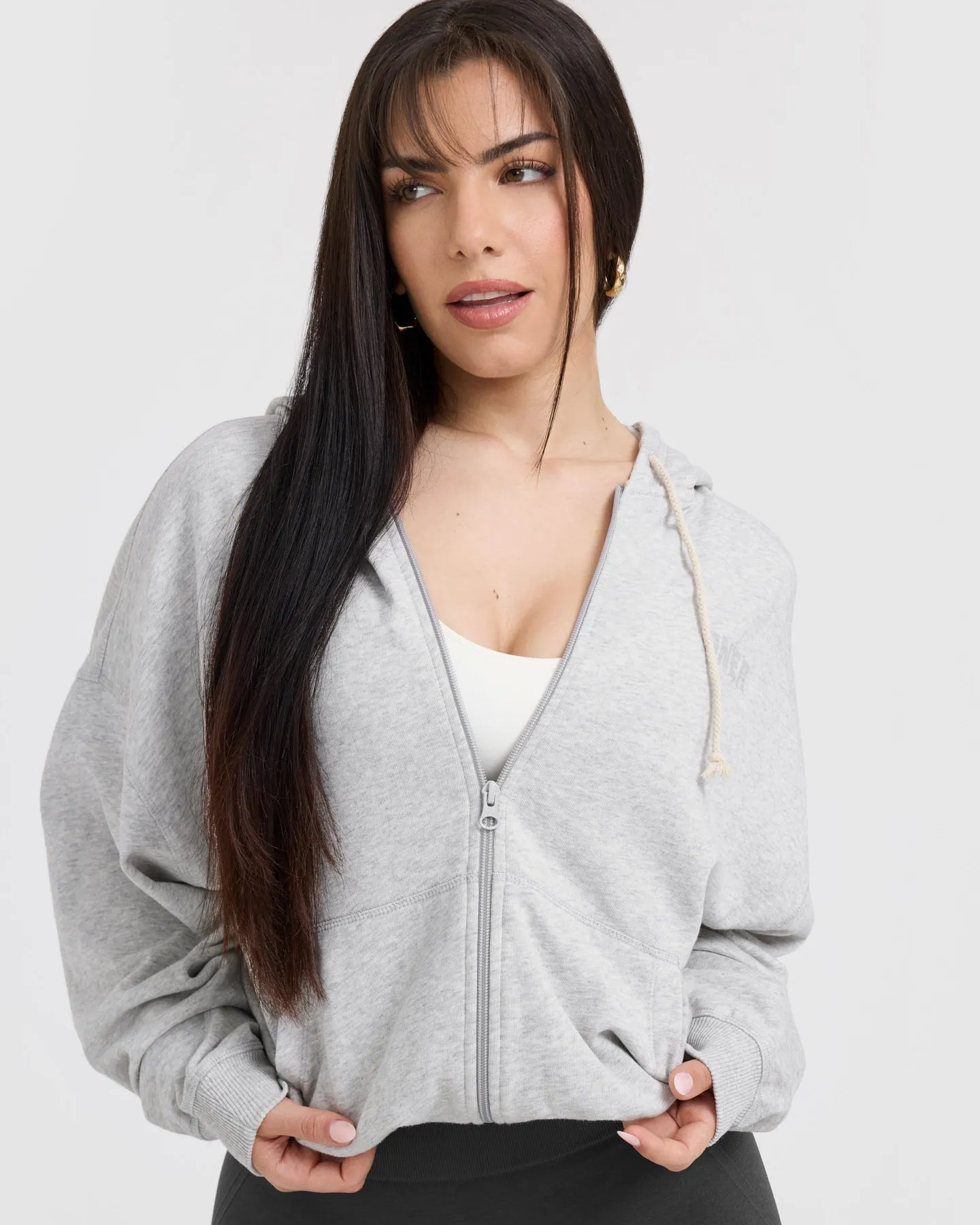Raw Lounge Oversized Zip Hoodie | Light Grey Marl sold by Oner Active product image thumbnail 4