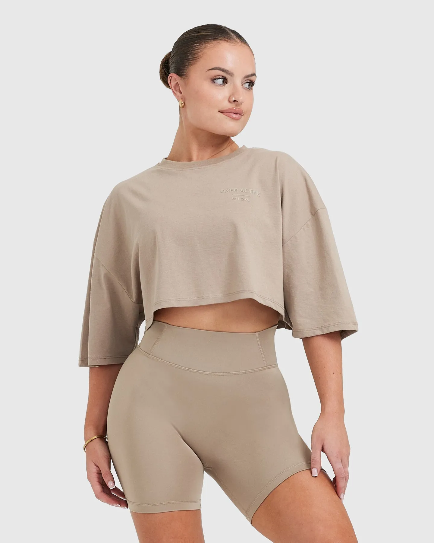 Classic Lifters Graphic Relaxed Crop Lightweight T-Shirt | Sandstone sold by Oner Active