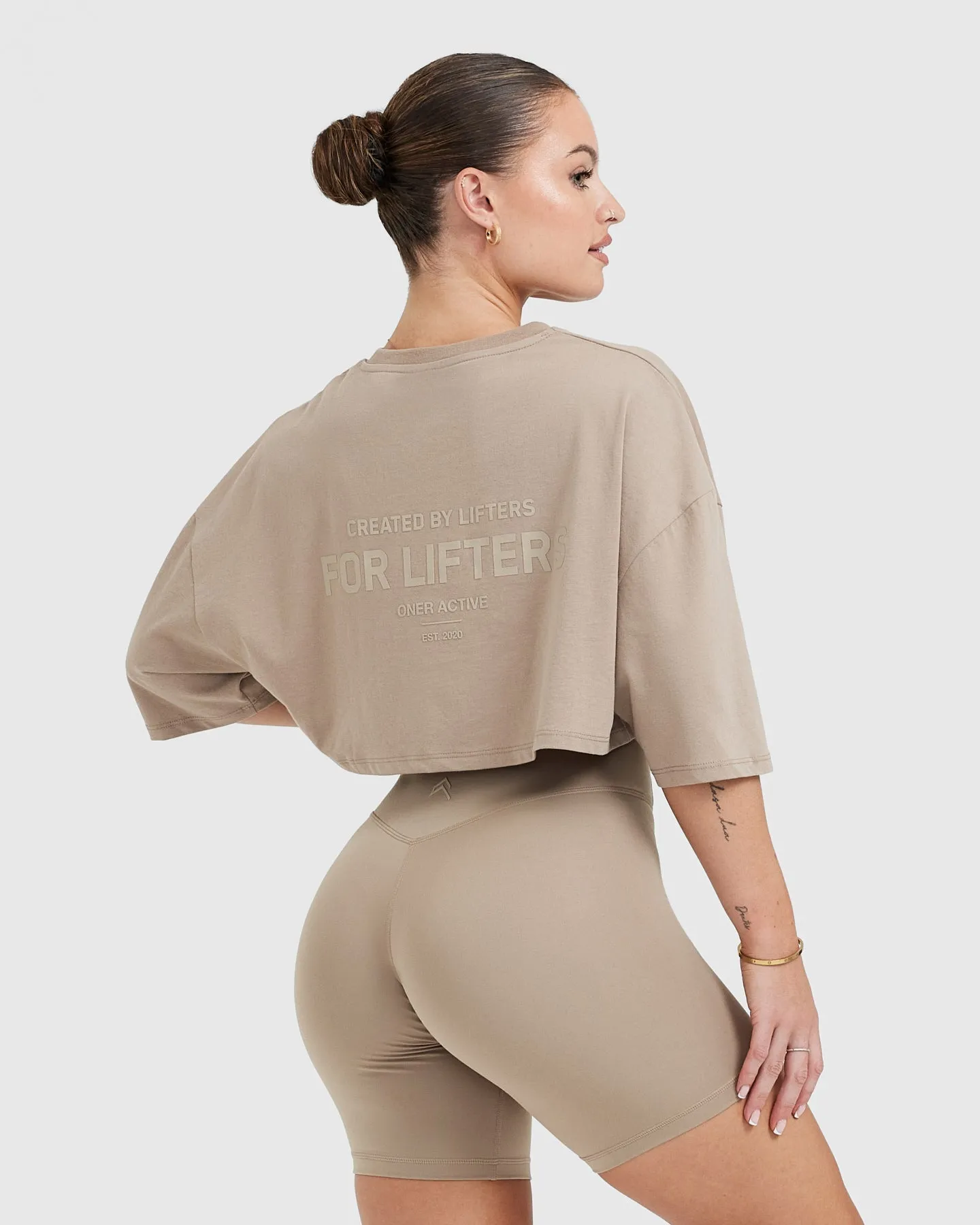 Classic Lifters Graphic Relaxed Crop Lightweight T-Shirt | Sandstone sold by Oner Active product image thumbnail 2