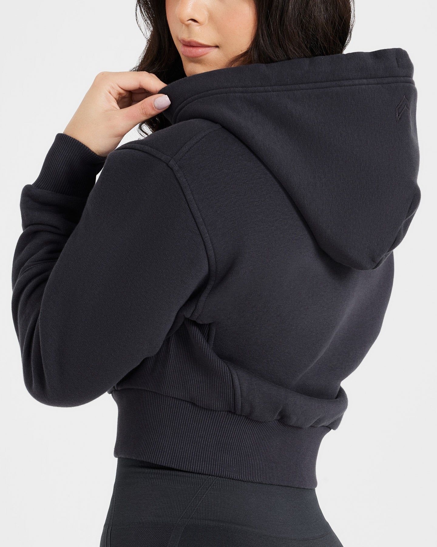 Classic Lounge Cropped Zip Through Hoodie | Coal sold by Oner Active product image thumbnail 5