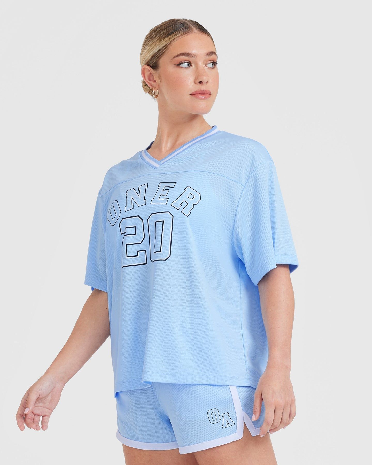 Varsity V-Neck Short Sleeve T-shirt | Powdered Blue sold by Oner Active product image thumbnail 3