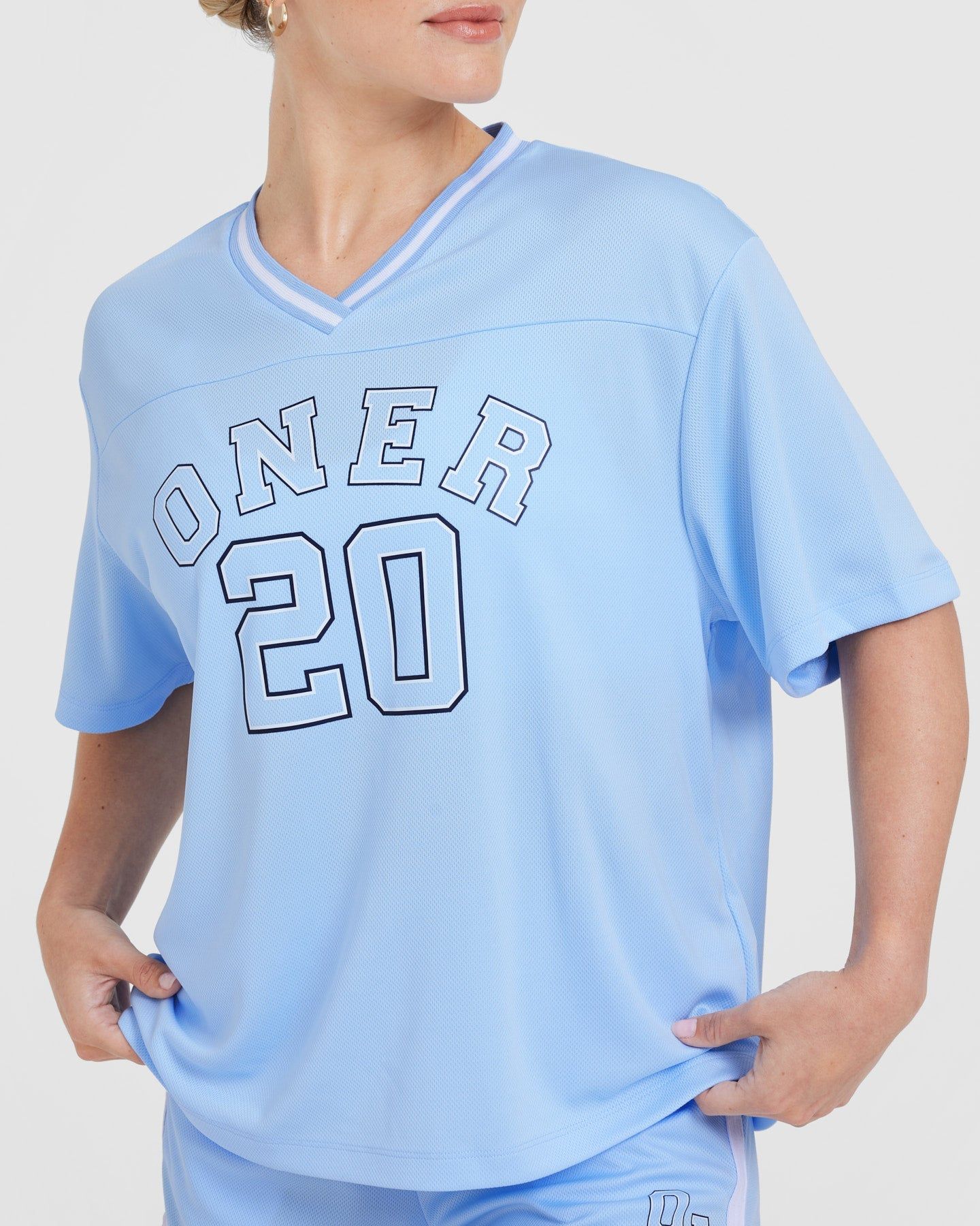 Varsity V-Neck Short Sleeve T-shirt | Powdered Blue sold by Oner Active product image thumbnail 4