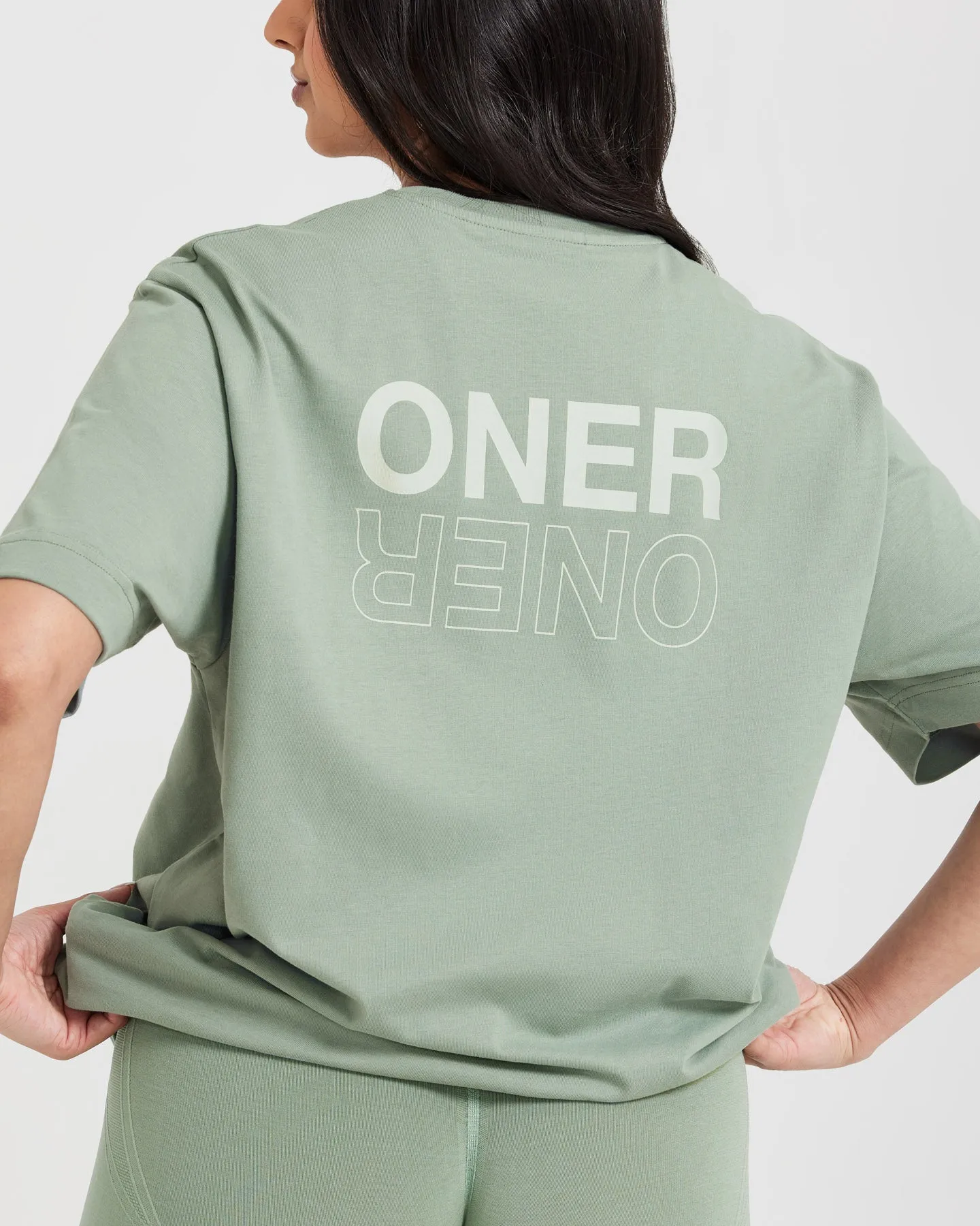 Classic Mirror Graphic Oversized T-Shirt | Washed Sage sold by Oner Active product image thumbnail 5
