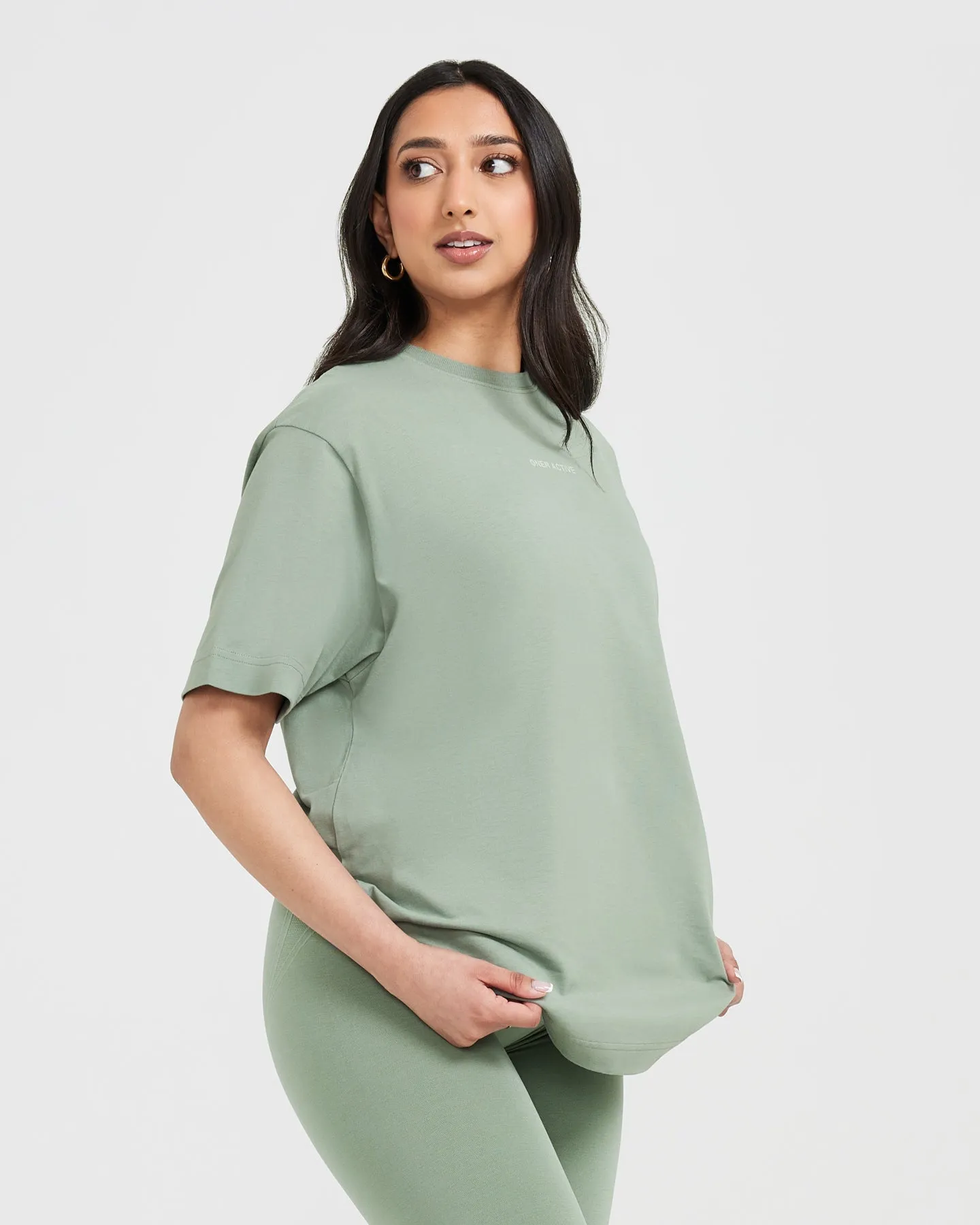 Classic Mirror Graphic Oversized T-Shirt | Washed Sage sold by Oner Active product image thumbnail 3