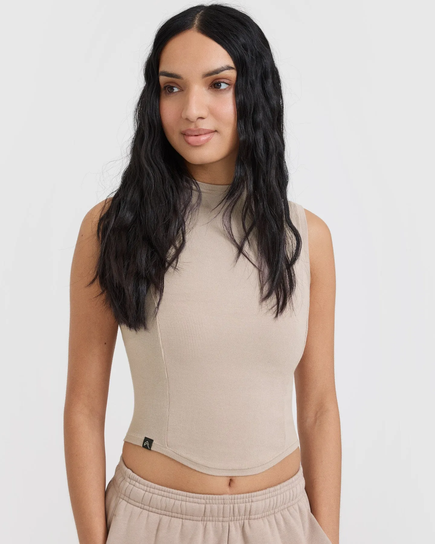 Mellow™ Rib Mid Mock Neck Tank | Mushroom Brown sold by Oner Active product image thumbnail 4