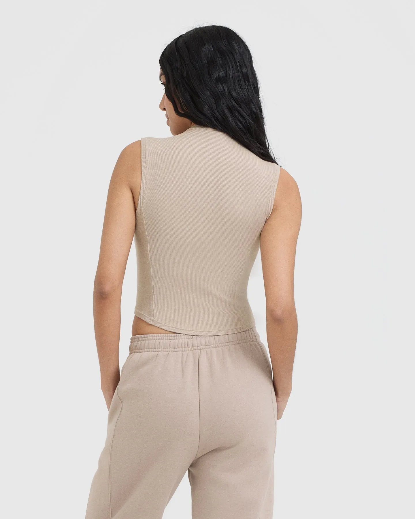 Mellow™ Rib Mid Mock Neck Tank | Mushroom Brown sold by Oner Active product image thumbnail 2