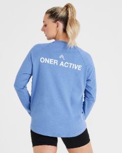 Graphic Oversized Long Sleeve Tee | Washed Light Denim sold by Oner Active