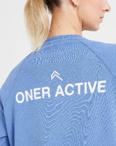 Graphic Oversized Long Sleeve Tee | Washed Light Denim sold by Oner Active
