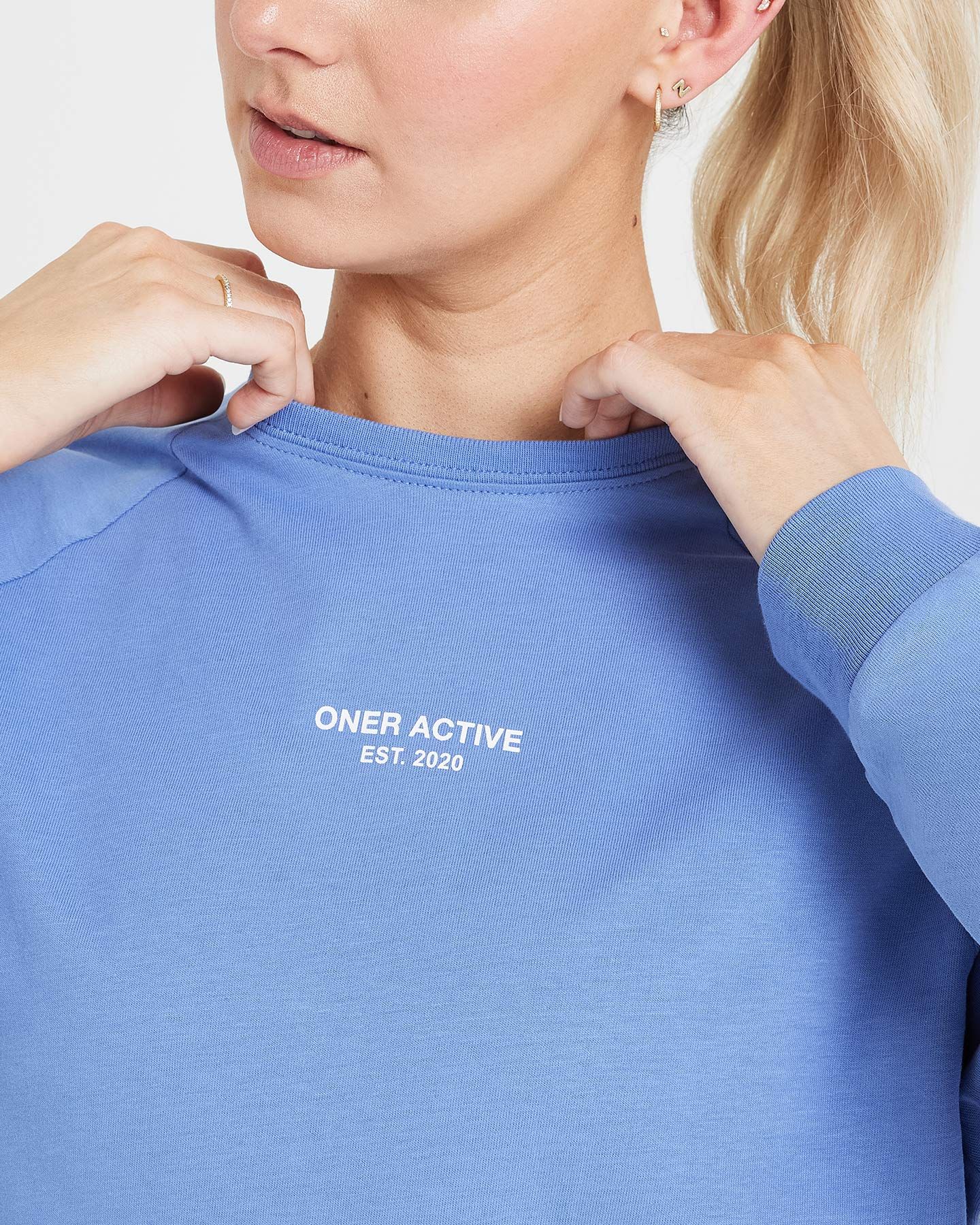 Graphic Oversized Long Sleeve Tee | Washed Light Denim sold by Oner Active product image thumbnail 4