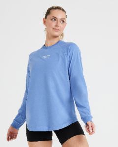 Graphic Oversized Long Sleeve Tee | Washed Light Denim sold by Oner Active
