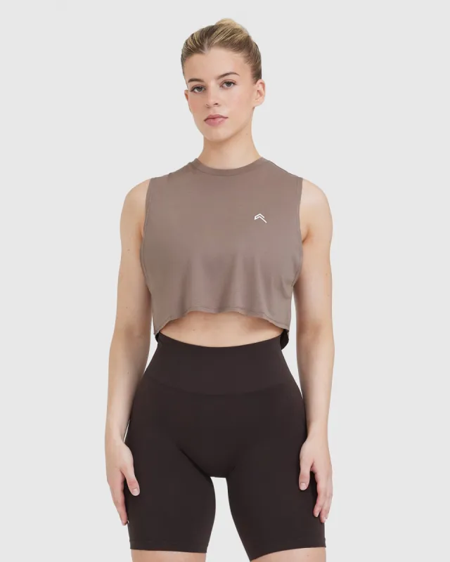 Go To Muscle Crop Vest | Cool Brown sold by Oner Active