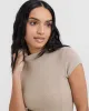Mellow™ Rib Mock Neck T-Shirt | Mushroom Brown sold by Oner Active