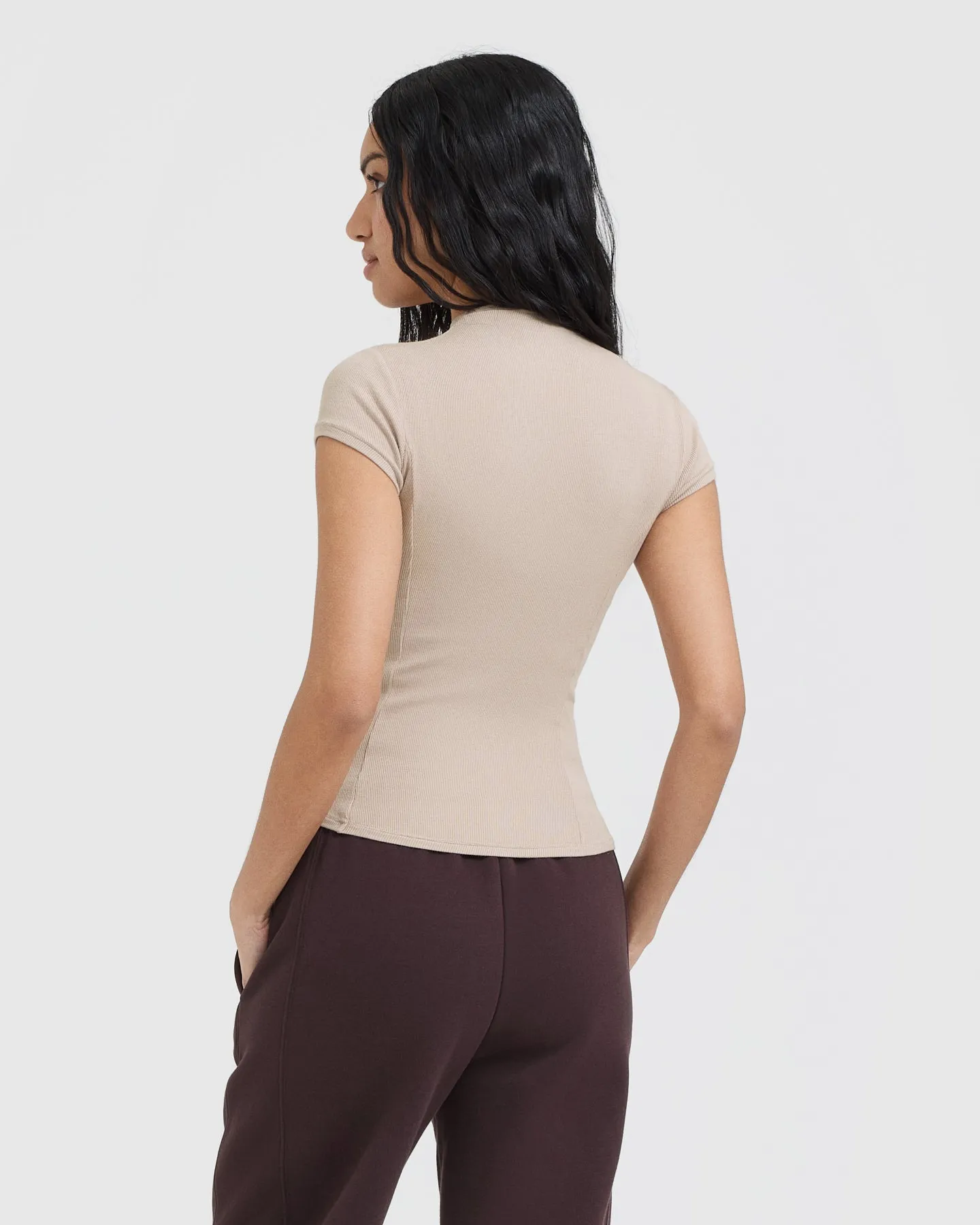 Mellow™ Rib Mock Neck T-Shirt | Mushroom Brown sold by Oner Active product image thumbnail 2