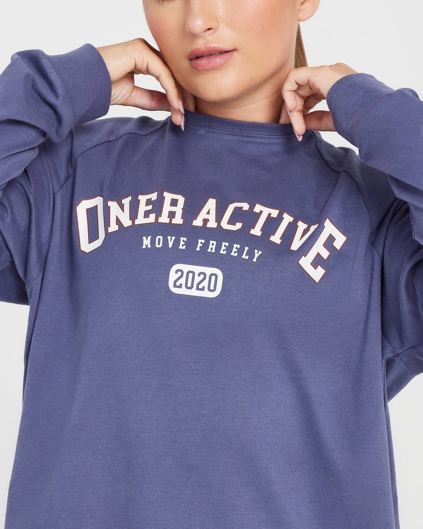 Oversized Long Sleeve Club Tee | Slate Blue sold by Oner Active product image thumbnail 4