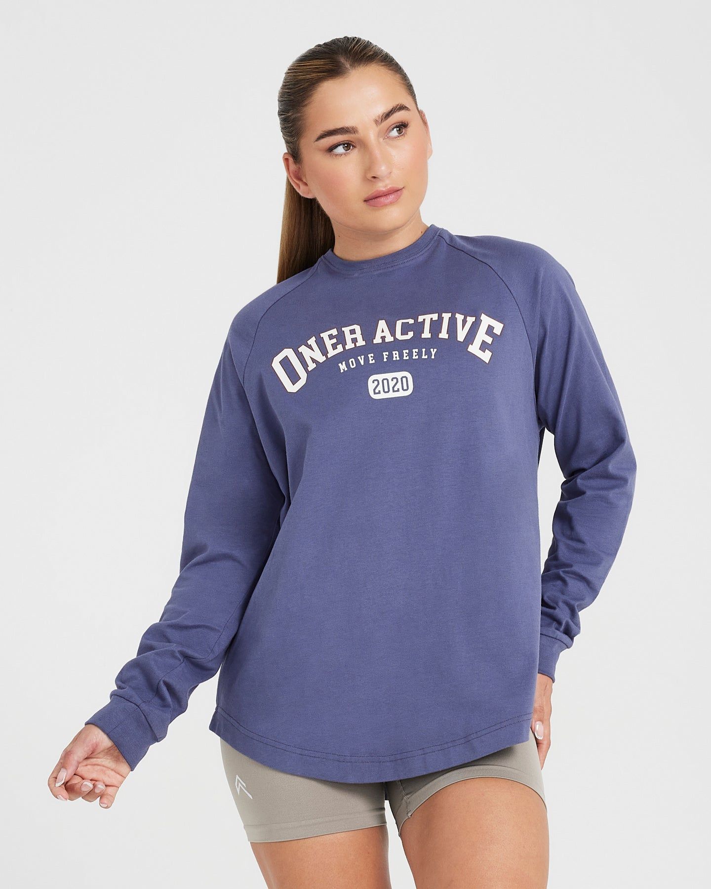 Oversized Long Sleeve Club Tee | Slate Blue sold by Oner Active