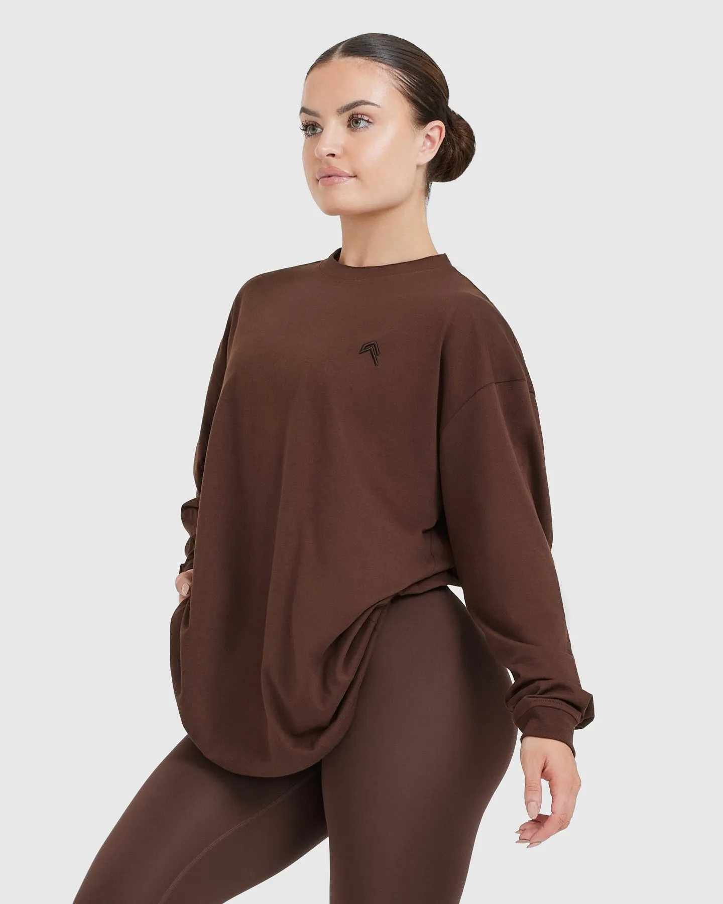 Classic Oversized Lightweight Long Sleeve Top | Espresso sold by Oner Active product image thumbnail 3