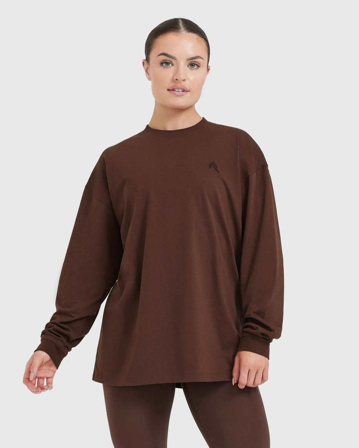 Classic Oversized Lightweight Long Sleeve Top | Espresso sold by Oner Active
