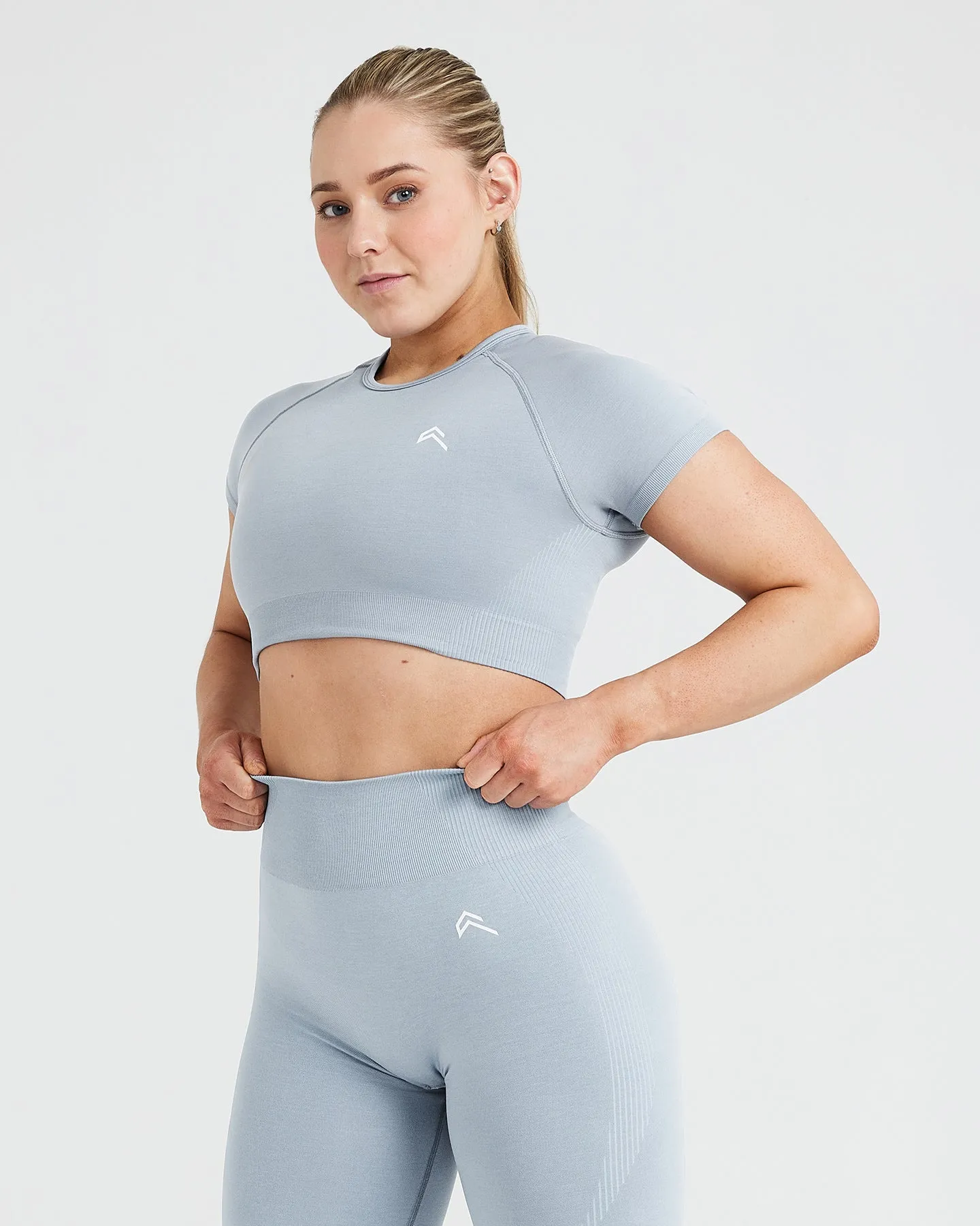 Classic Seamless 2.0 Short Sleeve Crop Top | Smoke Grey Marl sold by Oner Active product image thumbnail 3