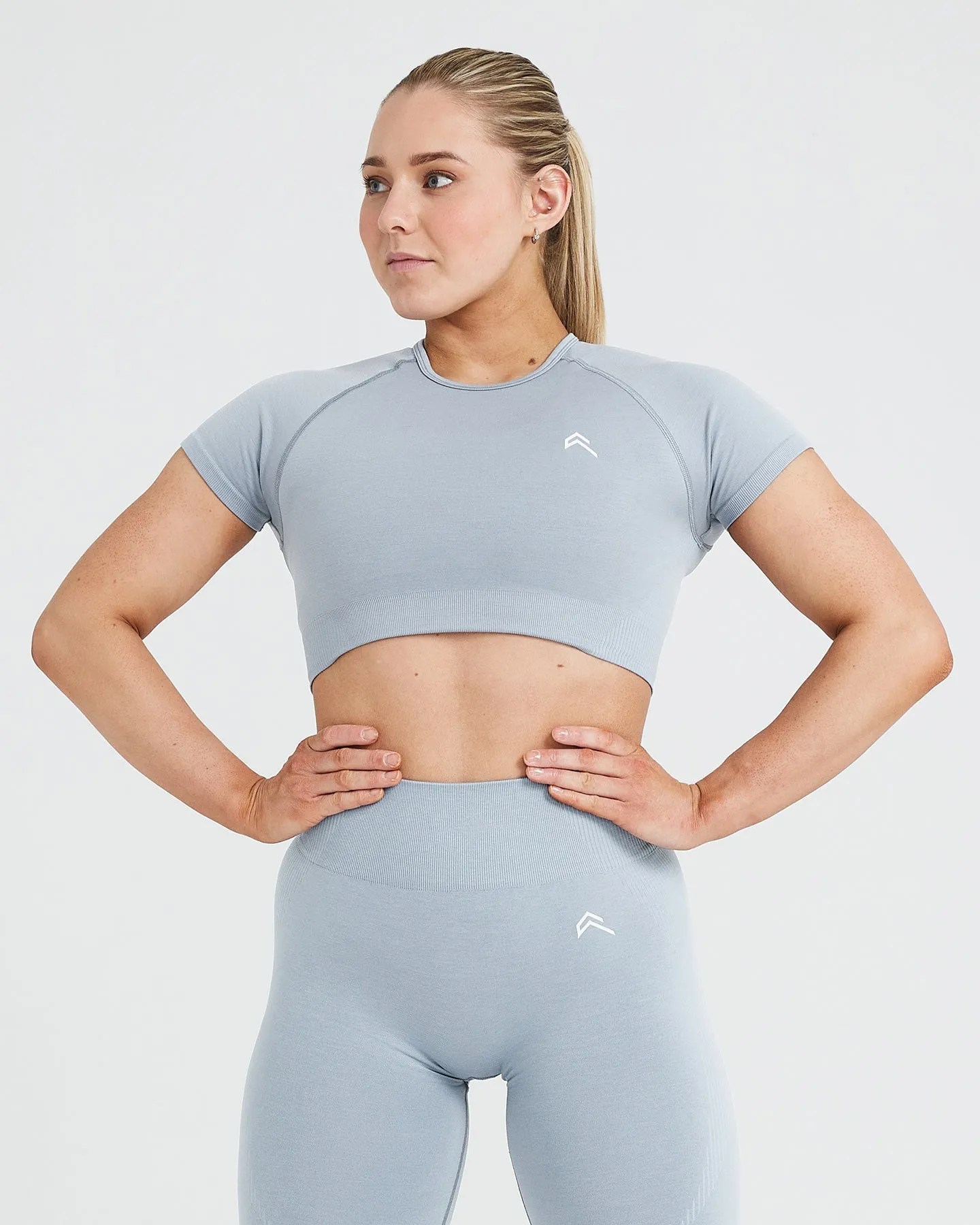 Classic Seamless 2.0 Short Sleeve Crop Top | Smoke Grey Marl sold by Oner Active