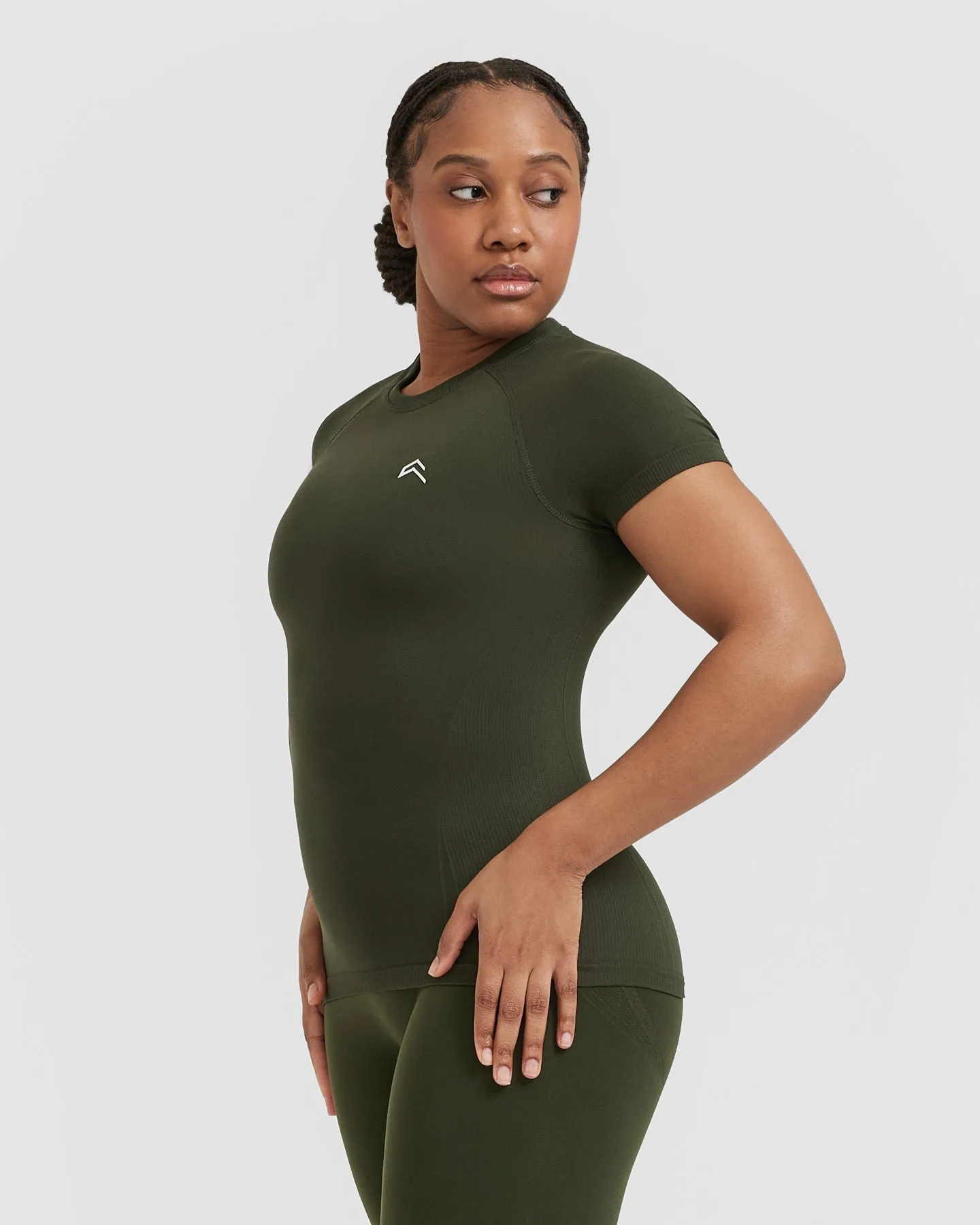 Go To Seamless Fitted Top | Khaki sold by Oner Active product image thumbnail 3
