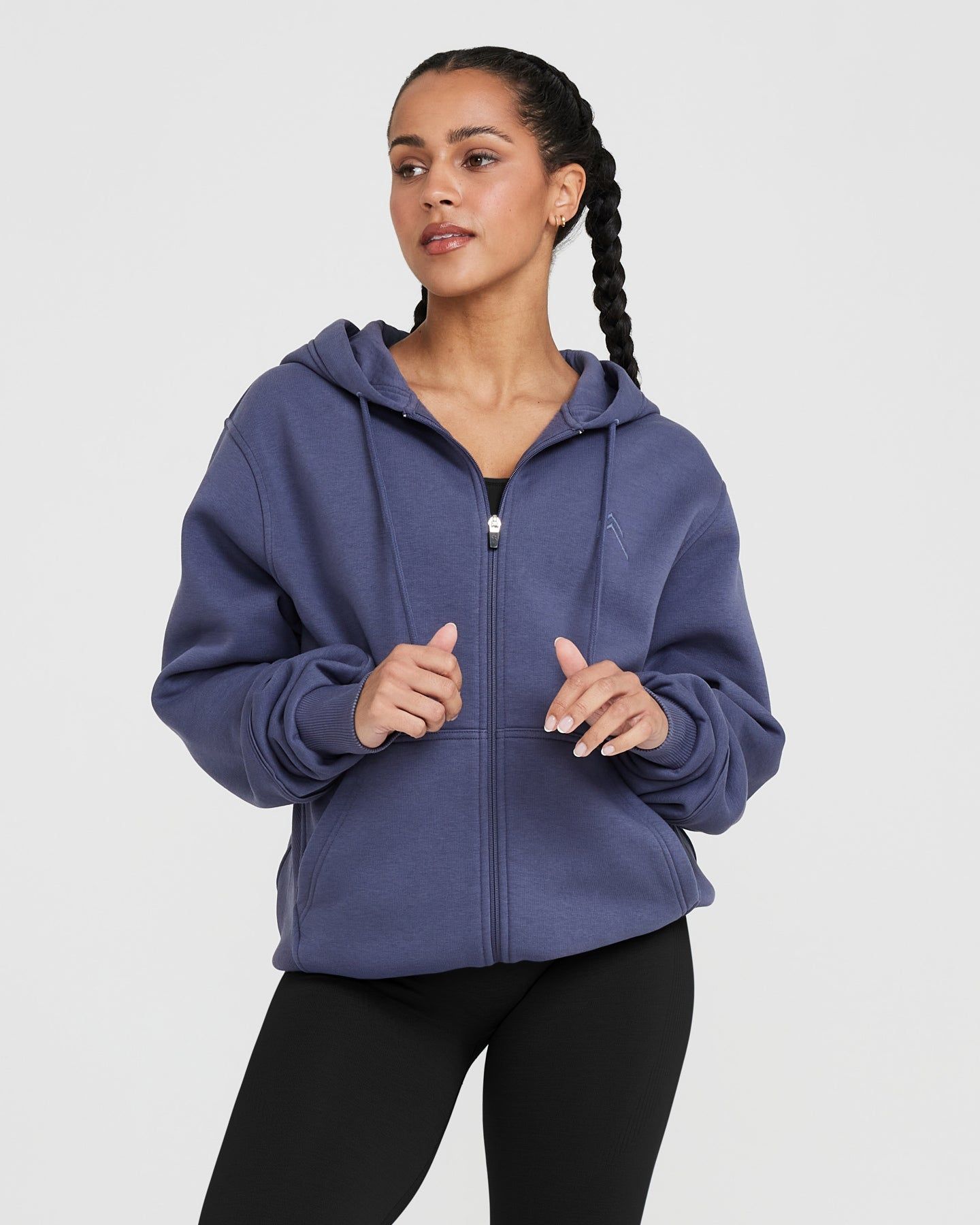 Classic Lounge Oversized Zip Through Hoodie | Slate Blue sold by Oner Active product image thumbnail 3