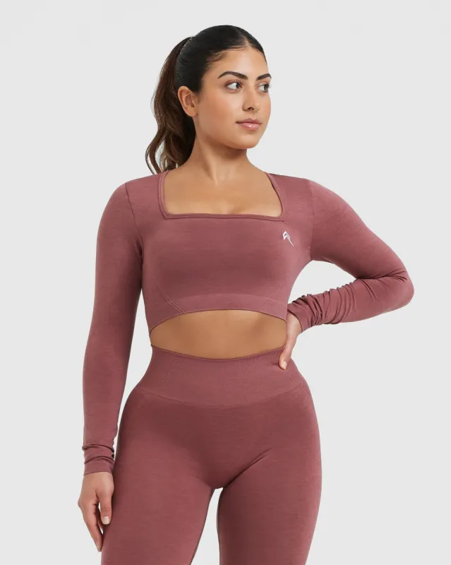 Effortless Square Neck Crop Long Sleeve Top | Berry sold by Oner Active